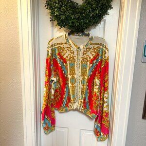 Fashion Nova Red and Gold Utility Jacket